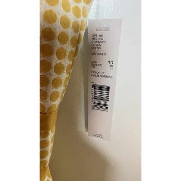 Antonio Melani Size 10 Yellow Cotton Polka Dot Fit & Flare Sweetheart Neck Dress - Picture 5 of 7